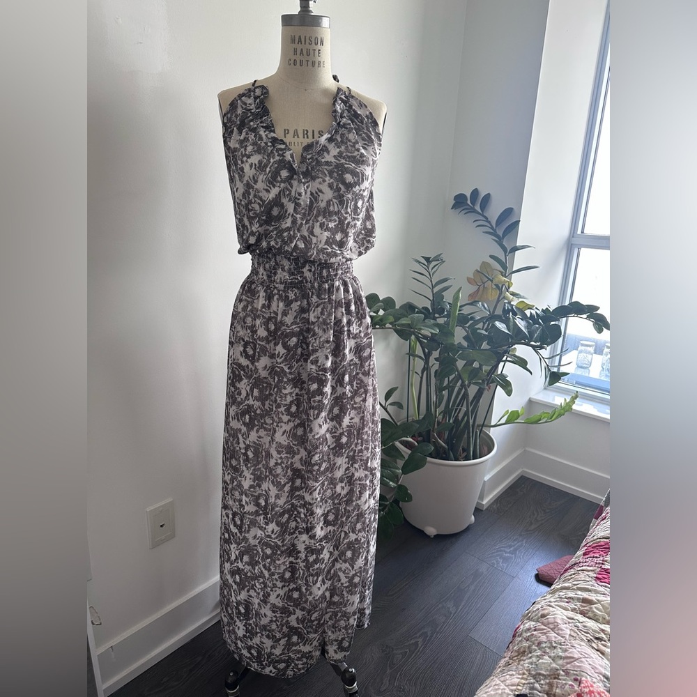 All Saints Cream and Brown Maxi Dress